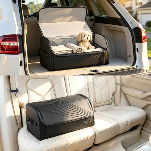 Car Trunk Organizer with Lid Capacity Collapsible Bag Black, Large