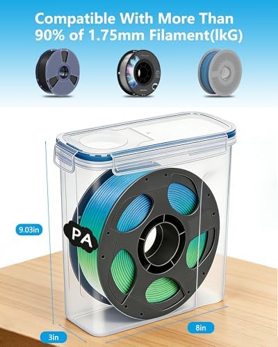 Filament Storage Box 6 Pack with Desiccants, Labels for 3D Printing