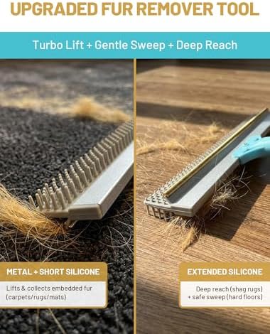 Carpet Rake for Pet Hair Removal, Dual-Sided Rug Rake Scraper Broom