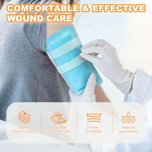 Super Absorbent Wound Dressing 4" x 8", 10 Pack, Non-Adhesive Pads