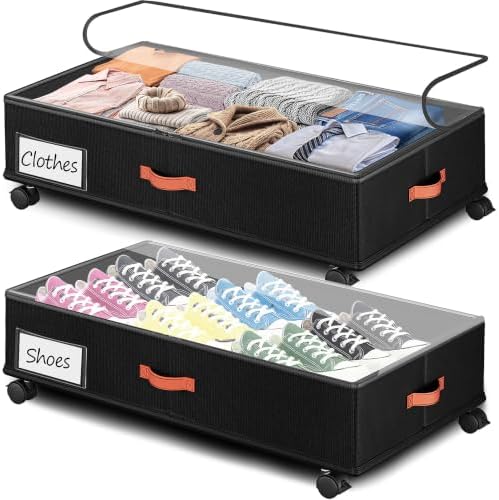 66L 2-Pack,Under Bed Storage with Wheels, 30" L x 16" W x 7.5" H