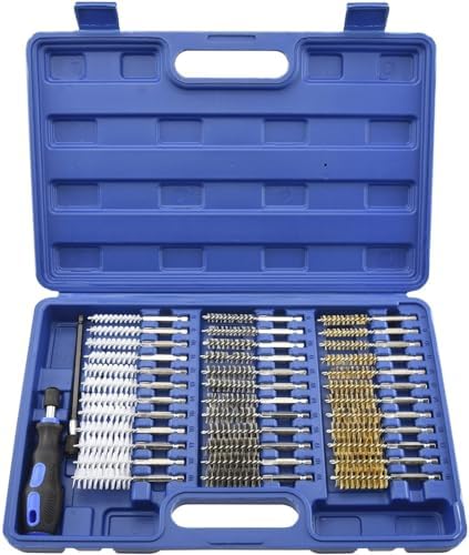 00325A Wire Brush Drill Attachments with 1/4-Inch Hex Shank, SAE and MM Brushes Assortment, Mountable on Power Drill or Die Grinder, 38-Piece Set