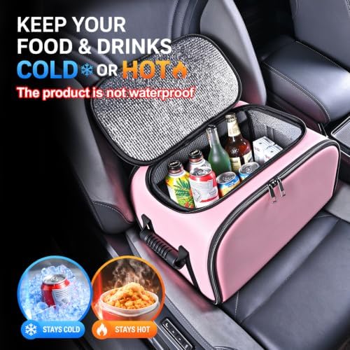 Car trunk organizer front seat storage for Suv and Sedan，insulated box，pink
