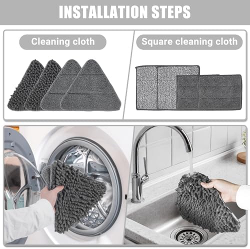 Baseboard Cleaner Tool with Handle, Wall Mop with Squeegee, Gray