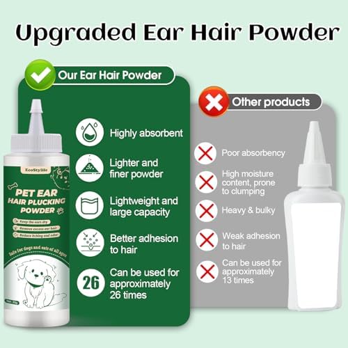 Dog Ear Hair Removal Tool with Ear Powder for Dogs Plucking