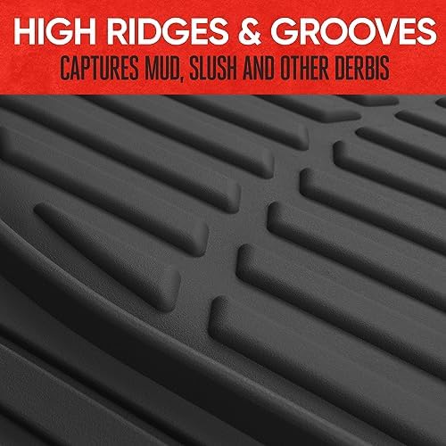 FlexTough Floor Mats for Cars, Black Deep Dish All-Weather Car Mats, Waterproof Trim-to Fit Automotive Floor Mats for Cars Trucks SUV, Universal Floor Liner Car Accessories
