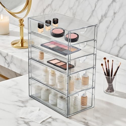 Hair Accessories Organizer Acrylic Drawer with 5 Small Drawers