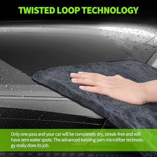 Ultra Absorbent Car Drying Towels with Storage Bag, Extra Large Microfiber Towels for Cars, (36" x 24") Drying Towels Car Detailing, Streak Free, No Water Spots, Scratch-Free, 3 Pack