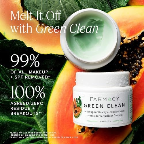 Makeup Remover Cleansing Balm Bundle - Green Clean Waterproof Makeup Remover + Oil Based Cleanser - Gentle Exfoliating Double Cleanser - Melts From Balm to Milky Lather (50ml, 2 Count)