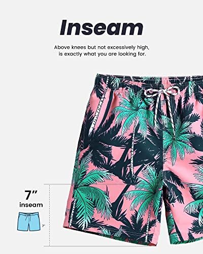 Mens Swim Trunks Quick Dry Mesh Linner with Pockets 7" Beach Shorts