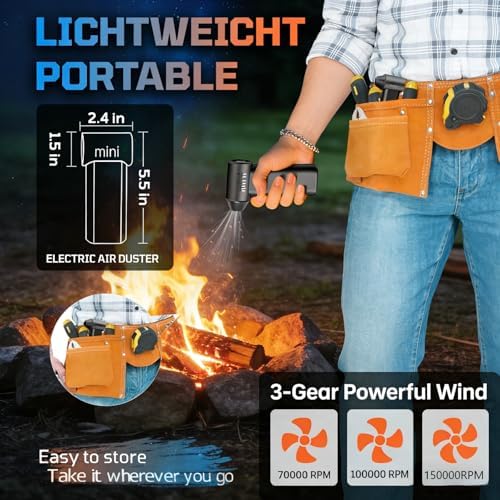 Replaces Compressed Air Cans Compressed Air Duster, 3-Gear Adjustable