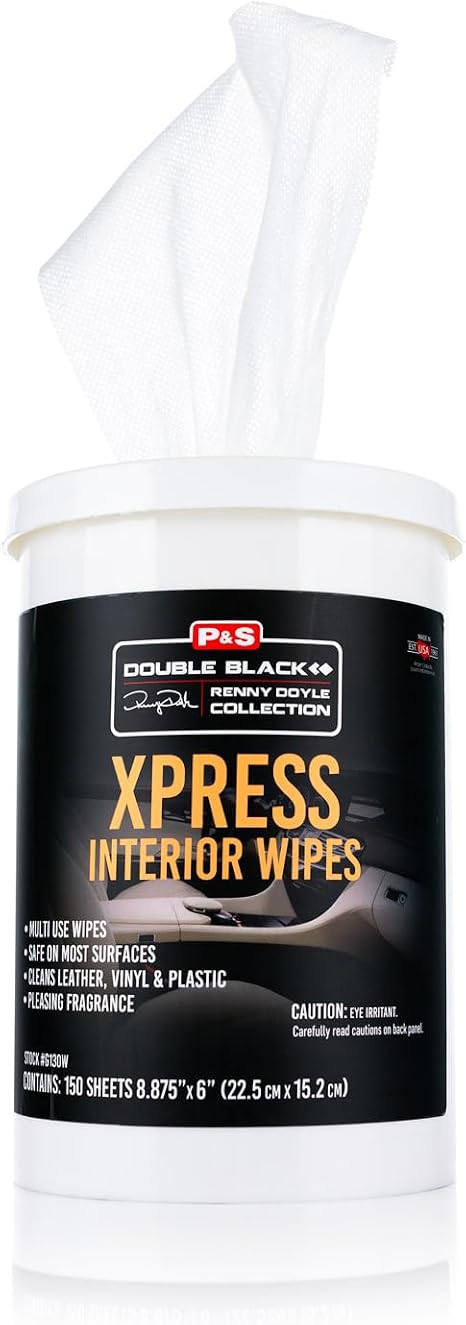P&S XPRESS Interior Wipes - Versatile All-in-One Cleaning Wipes for Leather, Vinyl, Plastic, and More - Safe for Vehicle