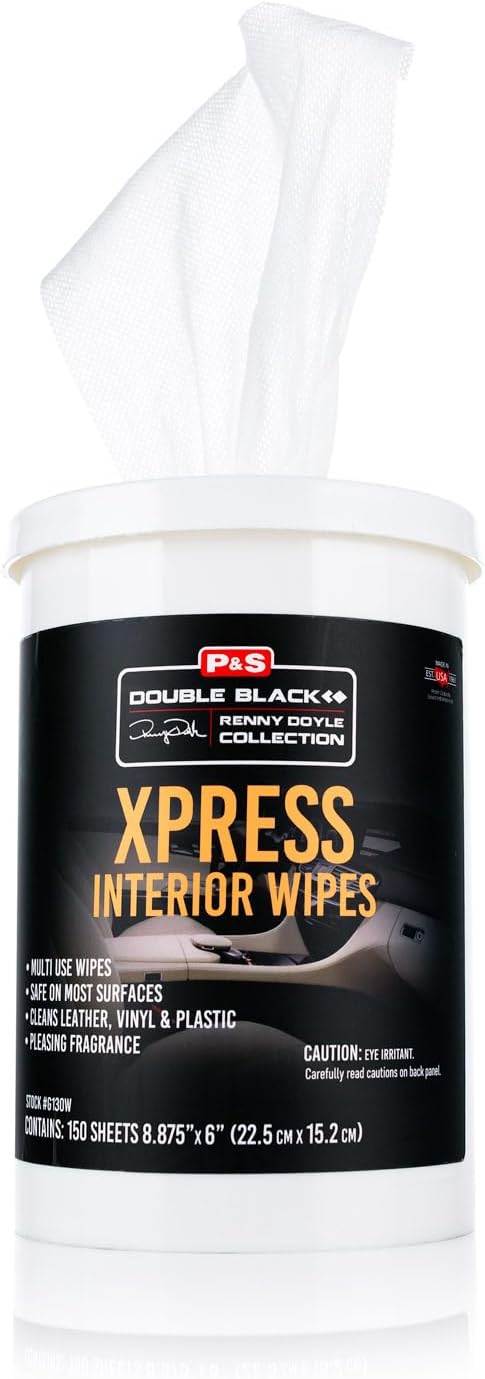 P&S XPRESS Interior Wipes - Versatile All-in-One Cleaning Wipes for Leather, Vinyl, Plastic, and More - Safe for Vehicle