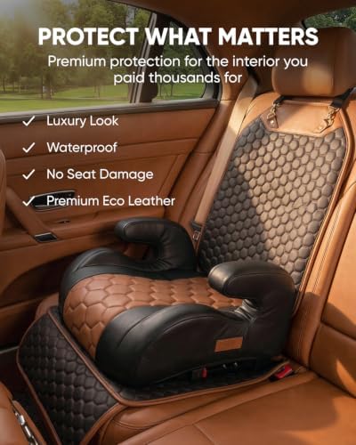 Premium Leather Car Seat Protector for Child Car Seat Cover from Dirt Scratches - Infant Car Seat Protector for Back Seat/Front Booster Seat Protector Under Baby Car Seat Waterproof 1pc Hexy