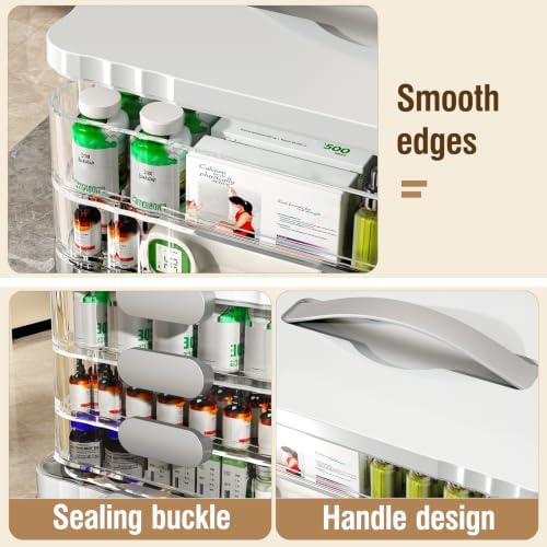 3-Tier Medicine Organizer - Portable Medicine Cabinet with Handle