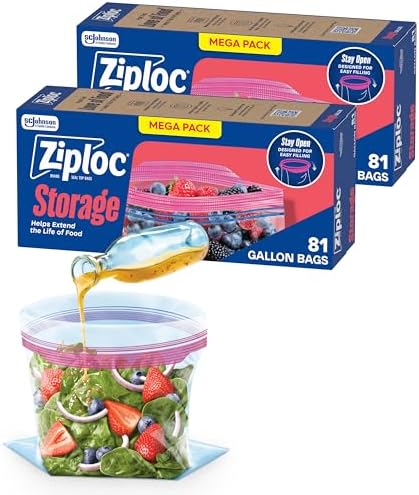 Gallon Food Storage Bags, 162 Total Bags (81 Count, 2-Pack)