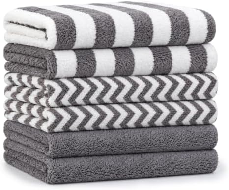Microfiber Cleaning Cloth, 6PK 13.5"x29" Kitchen Towels & Dish Towels
