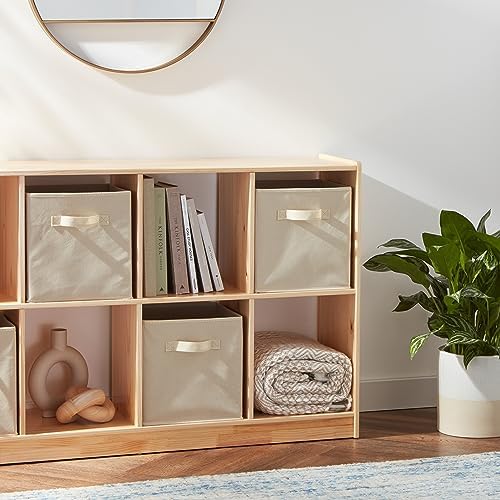 Collapsible Fabric Storage Cube Bins Organizer with Handles for Organization and Organizing Solution, 13"x13"x13", Beige, 6-Pack