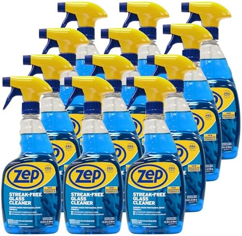 Zep Streak-Free Glass Cleaner - 32 Oz (Case of 12) ZU112032- Professional Grade Formula that Cleans Dirt, Fingerprints, Grime, Smoke Haze, and Toothpaste on Windows, Mirrors, and Other Glass Surfaces