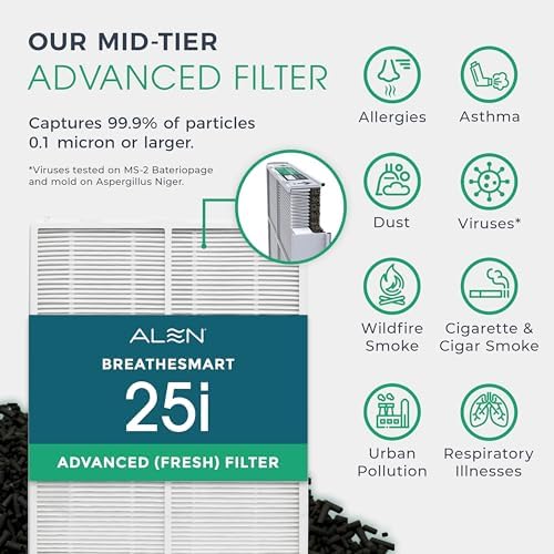 25i HEPA Air Purifier, Advanced Filter, Covers 800 Sq Ft