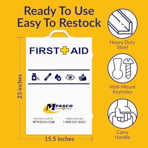 Workplace First Aid Kit 4 Shelf Metal Cabinet with Medications