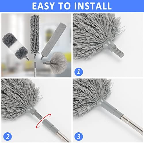 Microfiber Duster Kit 23pcs with 30 to 100 In Extension Pole