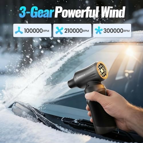 Compressed Air Duster – Super Powerful 300,000 RPM Cordless Air Duster, Rechargeable Brushless Motor, 3-Speed Adjustable, Portable Air Blower for Keyboards, PCs, Laptops, Cars, Home & Office