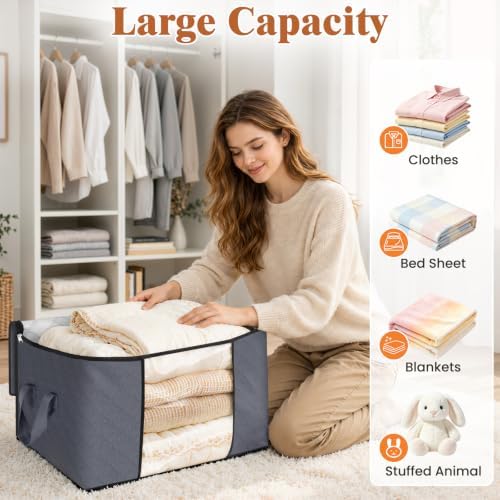 6 Pack Storage Bags for Clothes Blanket Storage Bins with Lids