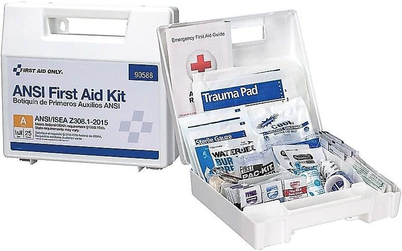 90562 ANSI A 2015 and OSHA Compliant First Aid Kit, 25-Person Emergency First Aid Kit for Business, Home, Car, and Construction Sites, 89 Pieces