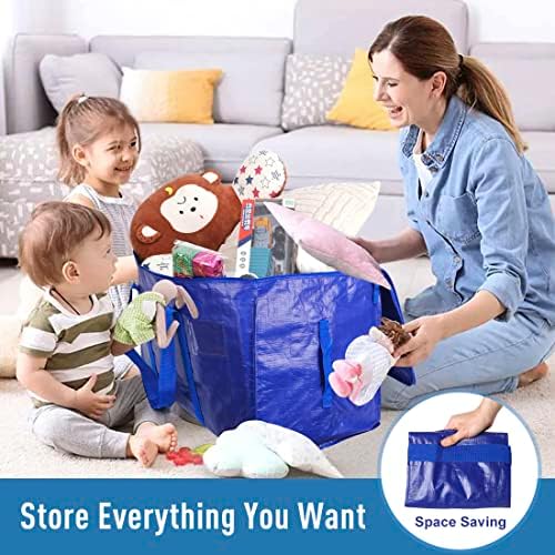 Moving Bags Heavy Duty Extra Large Storage Tote for Space Saving, Traveling Organizer, with Zippers & Strong Carrying Handles Alternative to Moving Boxes, Packing Supplies (Set of 6)