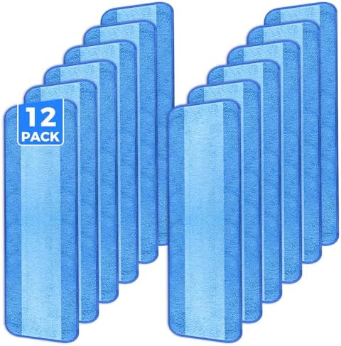 12-Pack 18 Inch Microfiber Mop Pads Compatible with Bona, Washable Reusable