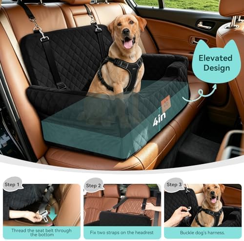 Dog Car Seat for Large/Medium Dogs Uuder 55 lbs, Memory Foam Car Dog Bed