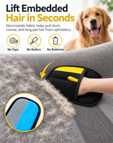Pet Hair Remover Glove for All Fur Types & Surfaces
