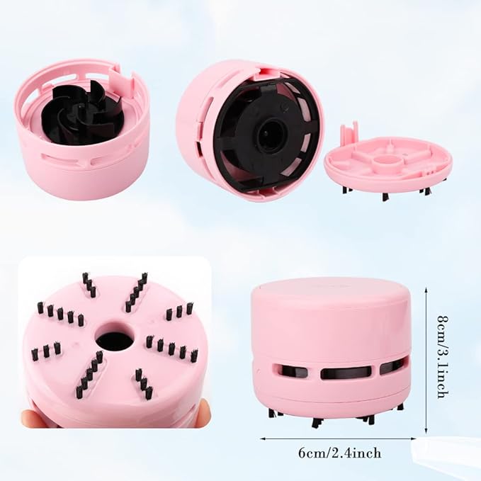 Mini Desk Vacuum Cleaner,Table Crumb Sweeper,Pink Desk Accessories,Portable Cleaning for Home, Office, Cars,Pet Hairs