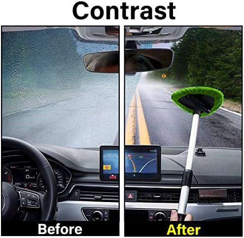 Moly Magnolia Windshield Cleaner with Extendable Handle and 4 Pads, Green