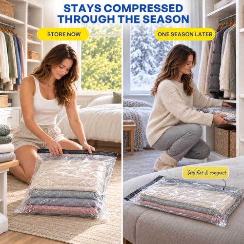 Vacuum Storage Bags, 18 Pack with Pump for Clothing and Travel