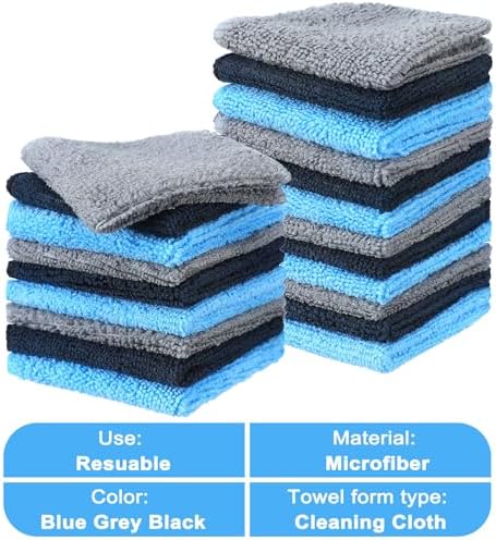 30 Pcs Dry Erase Cloth,6 X 6 Inch,Blue/Gray/Black