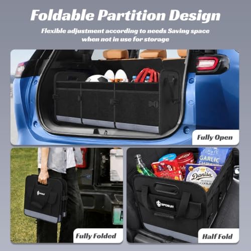 Trunk Organizer for SUV - 105L Collapsible Sturdy Car Storage, Gray