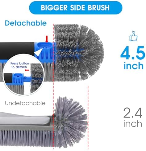 20" 2 in 1 Pool Brush Head for Cleaning Walls, Steps & Corners, Wavy Bristles Pool Scrub Brush with Round Ends, Fits 1-1/4" Standard Pole, for Inground & Above Ground Pools, No Pole