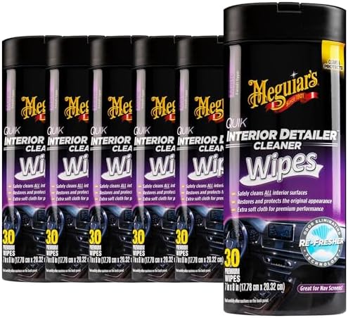 Quik Interior Detailer Wipes G13600, 6 Pack of 30 Count, 180 Total, Dashboard and Trim Cleaner for Leather, Vinyl, Rubber, Metal, LCD, Navigation Screens, Non-Greasy Touchups