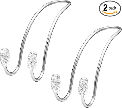 2PCS Car Headrest Hook, Bling Diamond Auto Hooks Stainless Steel Backseat Hangers, Universal Rhinestone Cute Seat Back O