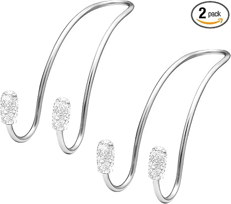 2PCS Car Headrest Hook, Bling Diamond Auto Hooks Stainless Steel Backseat Hangers, Universal Rhinestone Cute Seat Back O
