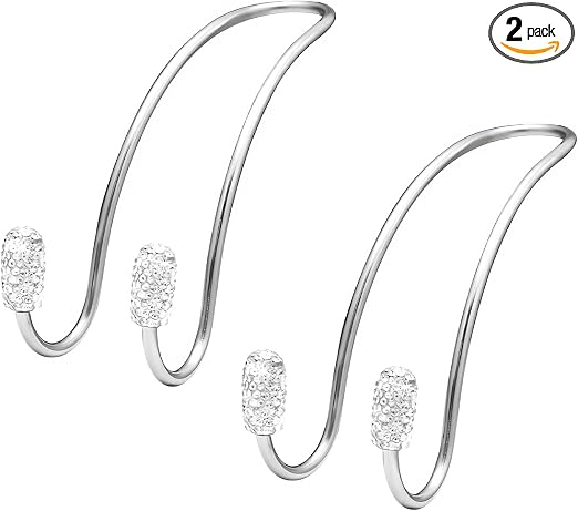 2PCS Car Headrest Hook, Bling Diamond Auto Hooks Stainless Steel Backseat Hangers, Universal Rhinestone Cute Seat Back O