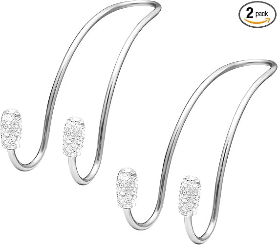 2PCS Car Headrest Hook, Bling Diamond Auto Hooks Stainless Steel Backseat Hangers, Universal Rhinestone Cute Seat Back O