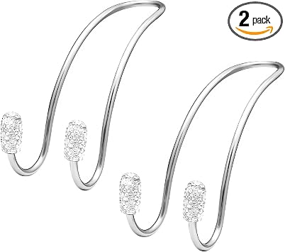 2PCS Car Headrest Hook, Bling Diamond Auto Hooks Stainless Steel Backseat Hangers, Universal Rhinestone Cute Seat Back O