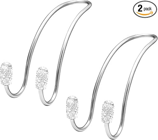 2PCS Car Headrest Hook, Bling Diamond Auto Hooks Stainless Steel Backseat Hangers, Universal Rhinestone Cute Seat Back O