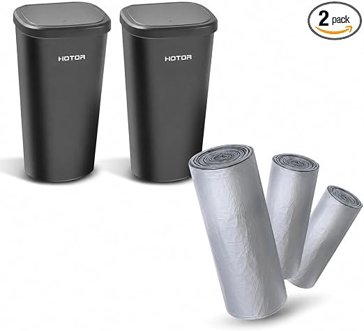 HOTOR 2 Packs Car Trash Cup with 30 Additional Car Trash Bags and Mini Plastic Car Trash Can Liner Refills (90-Pack)