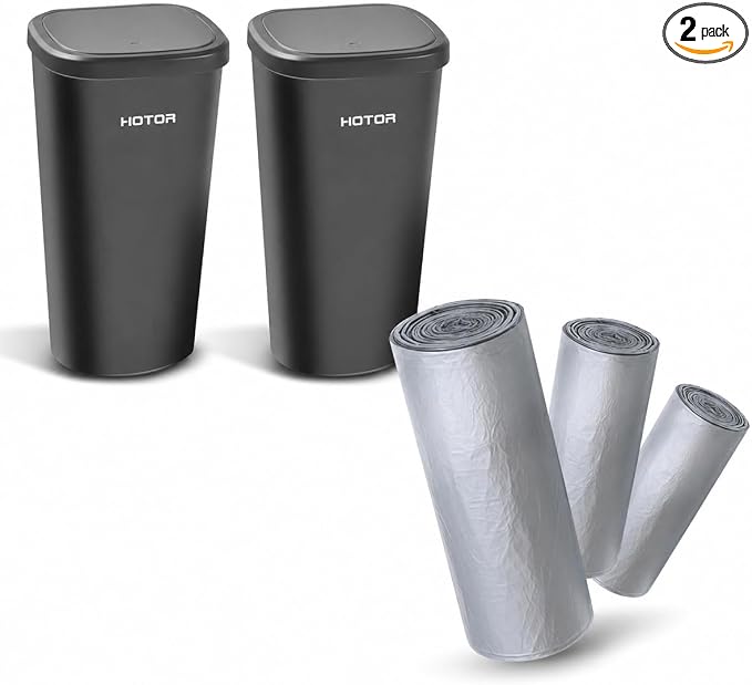 HOTOR 2 Packs Car Trash Cup with 30 Additional Car Trash Bags and Mini Plastic Car Trash Can Liner Refills (90-Pack)