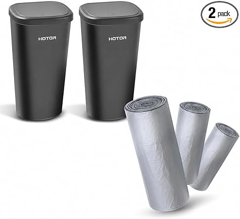 HOTOR 2 Packs Car Trash Cup with 30 Additional Car Trash Bags and Mini Plastic Car Trash Can Liner Refills (90-Pack)