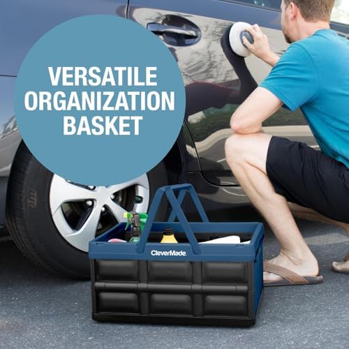 Collapsible Basket With Handles, 32L 1 Pack, 35 lb, Ocean